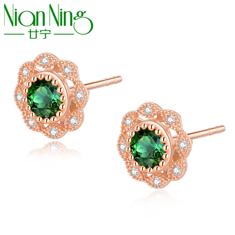 

NianNing 9K Real Gold Earrings 2022 New Women Real AU375 Rose Gold Stud Earring Fine Jewelry 9k003 (1.22g)