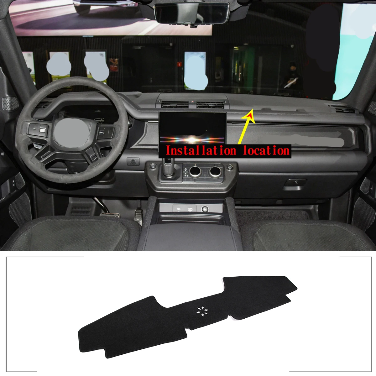 For Land rover Defender 110 90 2020-2022 Black Car Decoration Dashboard light-proof pad Center console sun pad Car accessories