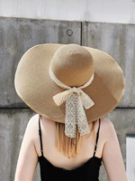 hat bow tie straw hat beach