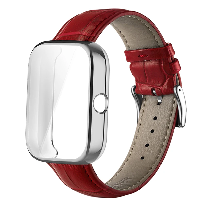 

Strap + Case for Amazfit bip 3 Smart Watch Accessories Leather Bracelets for amazfit bip 3 pro Watchband Protective Cover Frame