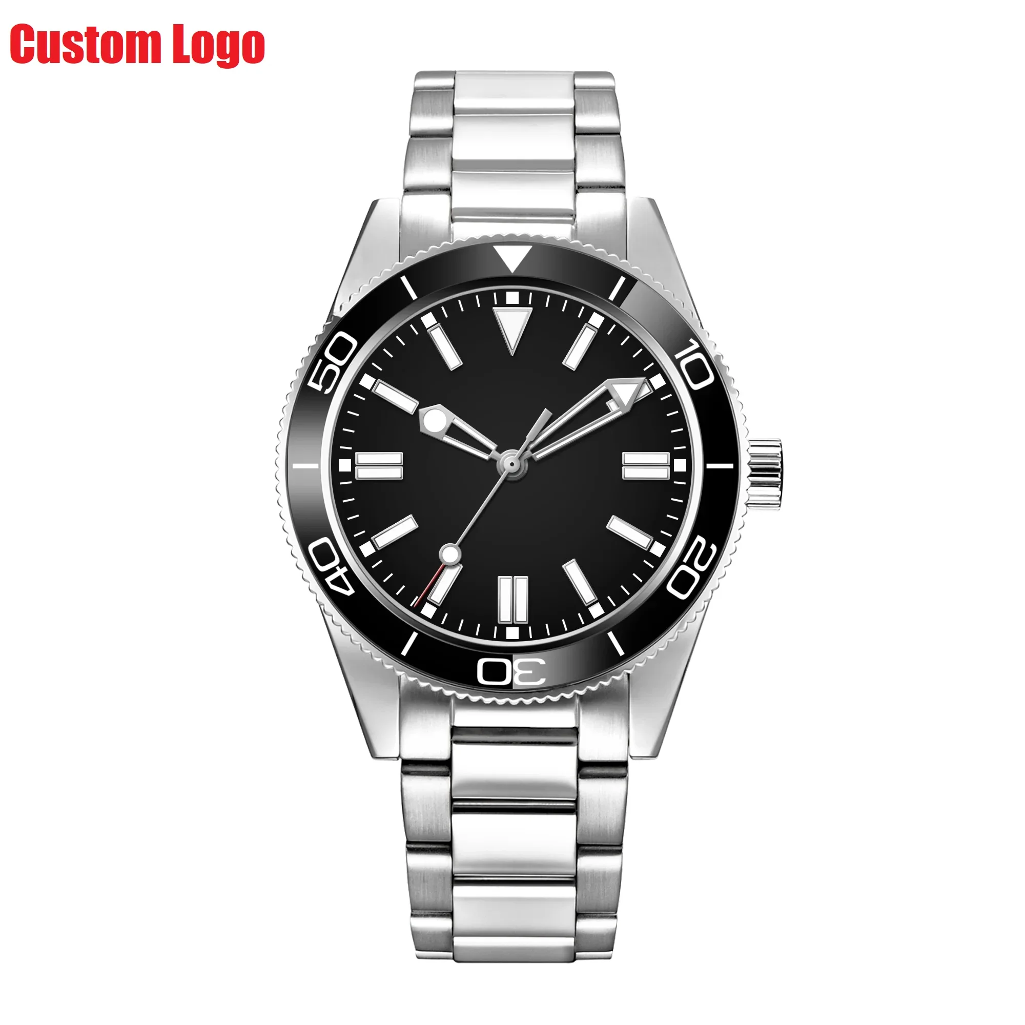 41 мм автоматические часы NH35 механизм стерильный черный циферблат корпус из