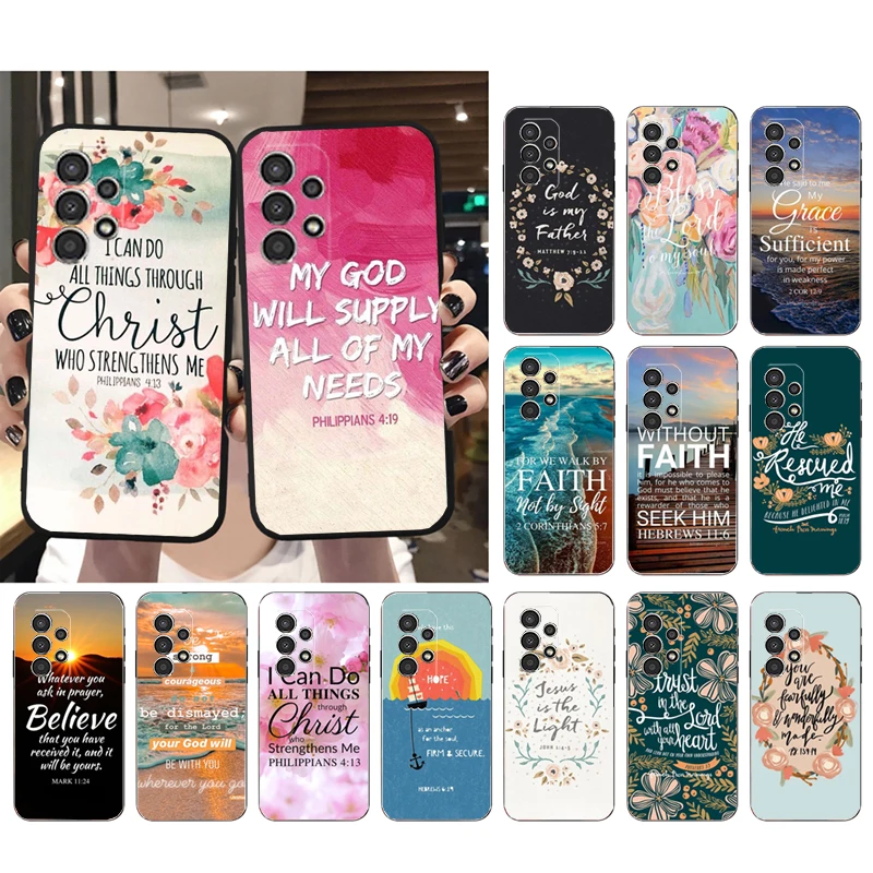 

Phone Case for Samsung Galaxy A73 A53 A13 A22 A12 A32 A71 A21S A33 A52 A72 A23 A51 A31 M31 Bible verse Jesus Christian Case
