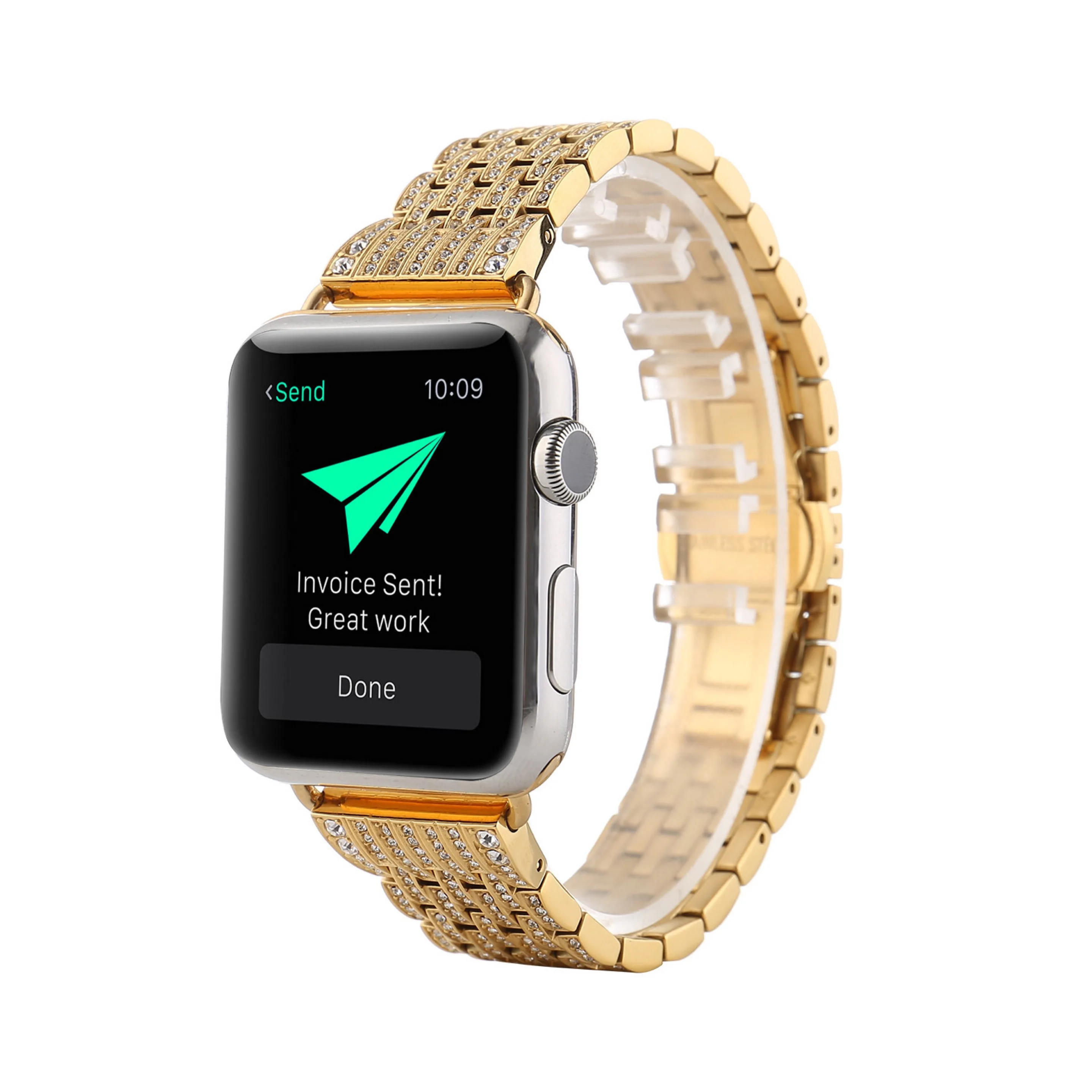 Luxury Diamond Stainless Steel Bracelet For Apple Watch Series 1 2 3 38mm 40mm  iwatch 4 5 6 44mm 42mm Womens Metal Wristband