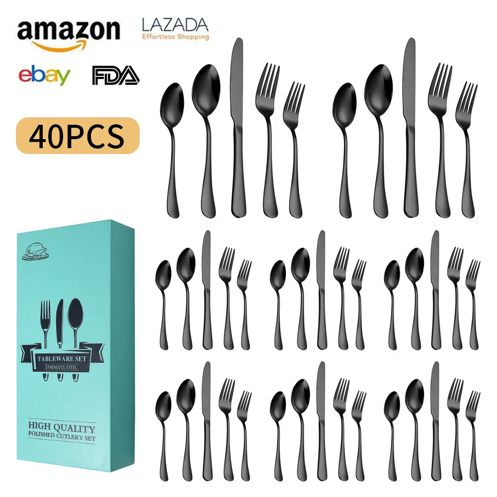 S Of 8 People Western Food Knives Fork Spoon Set Cutlery Set