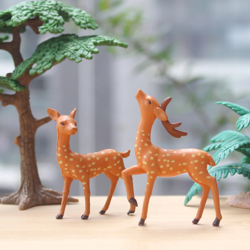 

4 Pcs Mini Animal Model Deer Figurine Miniature Adornment Small Desktop Pvc Figurines Decoration Cake Statue Tiny Statues