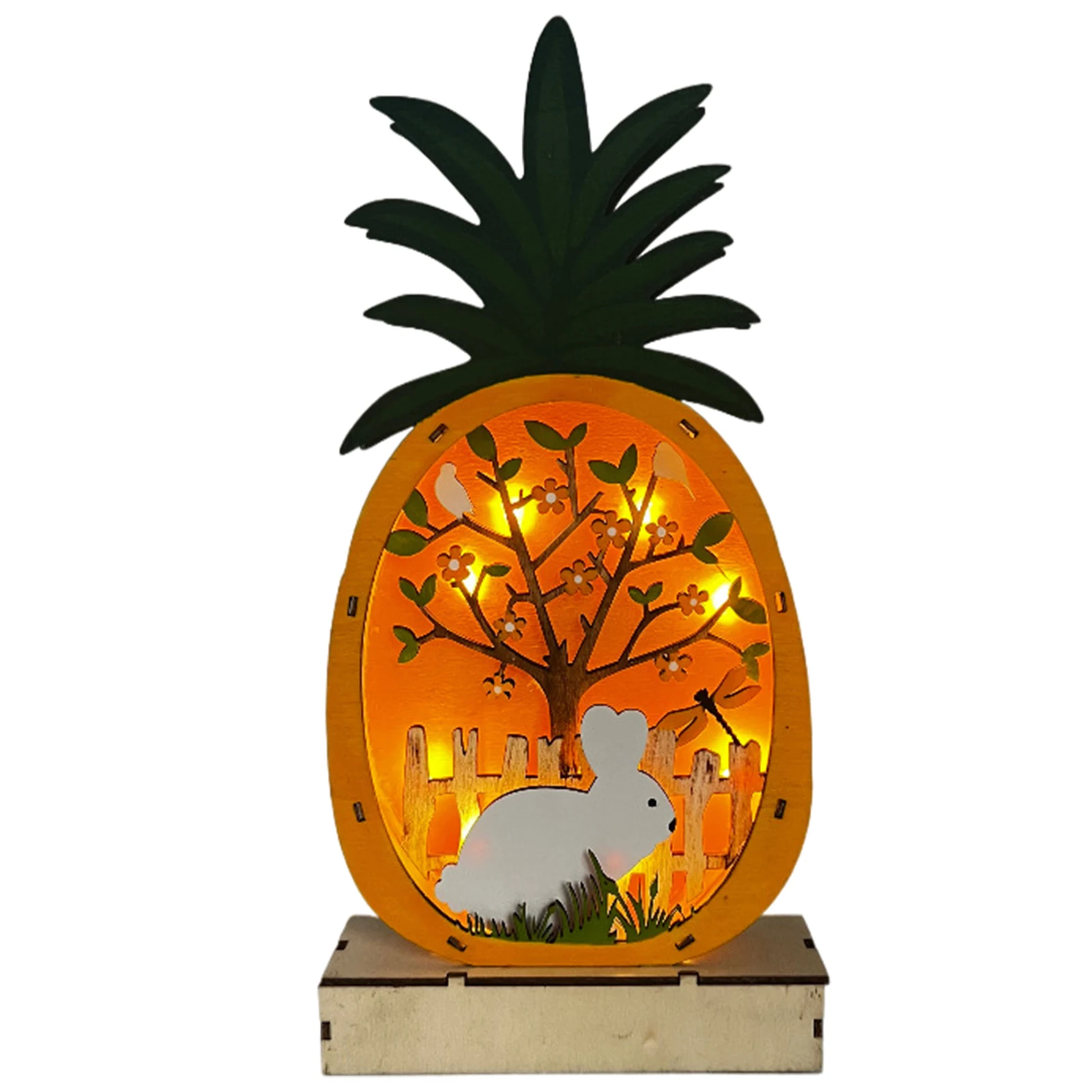 

Креативная деревянная искусственная кожа с светодиодный светильник кой, новый Пасхальный кролик, яйцо, украшение для стола, домашнее украш...