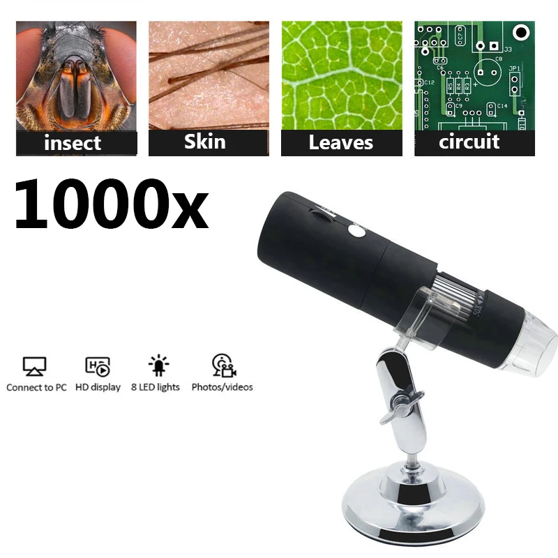 

1000X Digital Microscope WiFi HD Electronic Microscope With Stand 1080P Microscope For Soldering Magnifier For MAC Android PC