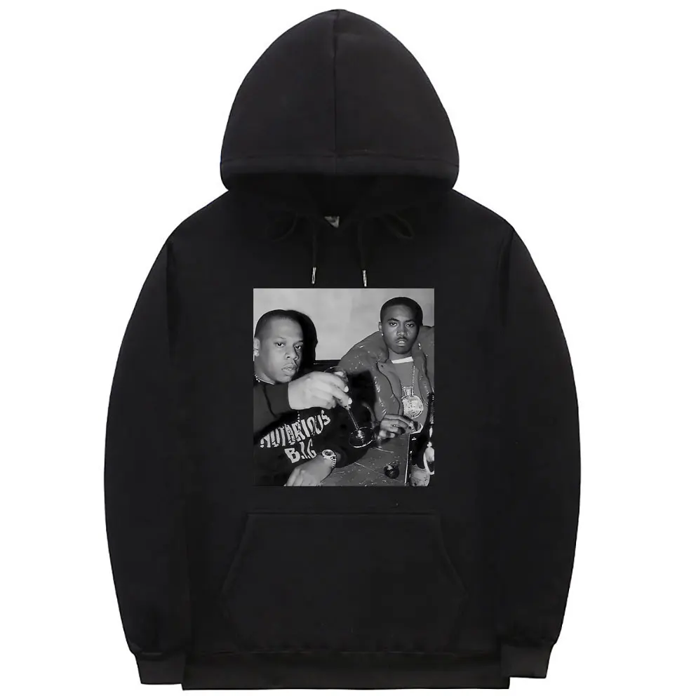 

Rap Legends Jay Z and Nas Hip Hop Oversized Hoodie Men's Fleece Cotton Sweatshirt Tops Men Women Fashion Casual Vintage Hoodies