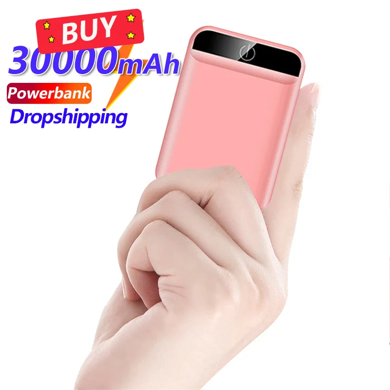 

30000mAh Mini Power Bank with Digital Display Dual USB Port Portable External Battery Travel Charger for Samsung Iphone Xiaomi