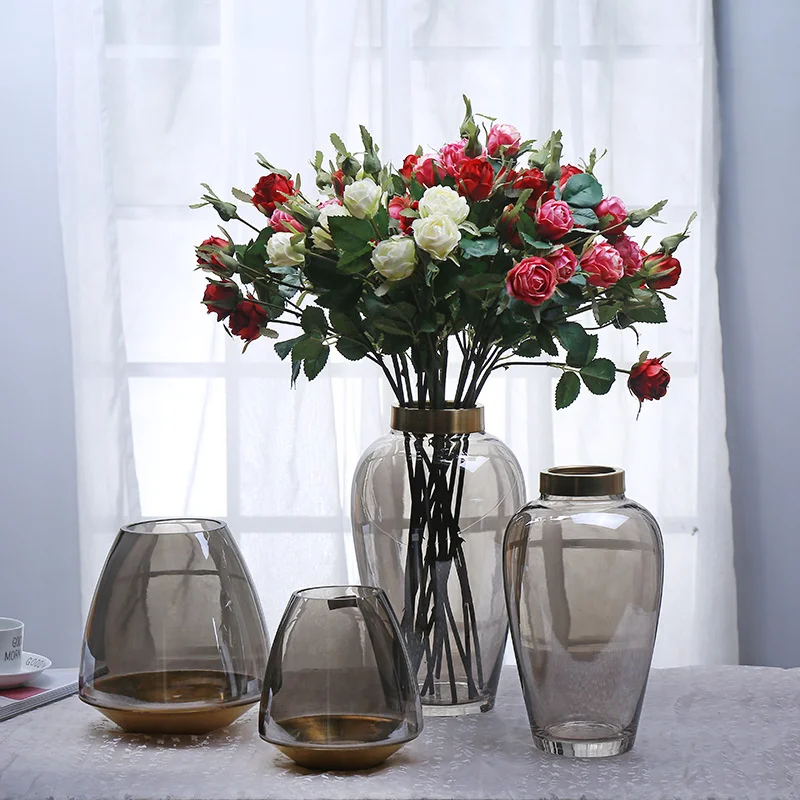 

Современная простая стеклянная посуда для цветов, домашнее украшение, гостиная, столовая, Цветочная композиция, ваза, мягкое украшение