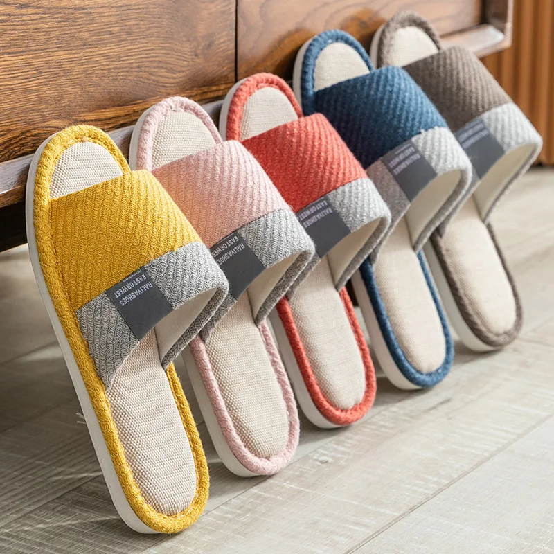 

Linen House Slippers, Soft Open Toe Anti-sweat and Deodorant Breathable Slippers