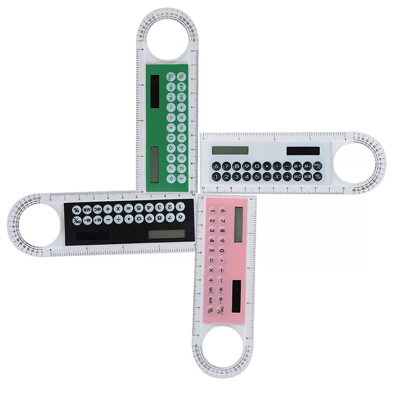 

Creative 10cm Solar Mini Calculator Magnifier Fashion Multifunction Ruler School Office Supplies