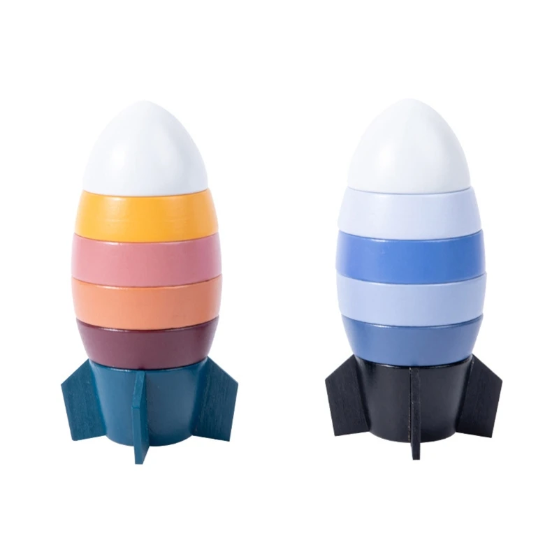 

Montessori Plugging Block Toy Color Cognitive Wooden Rocket Toy Disassembled Stacking Toy Educational Game Toddler Gift