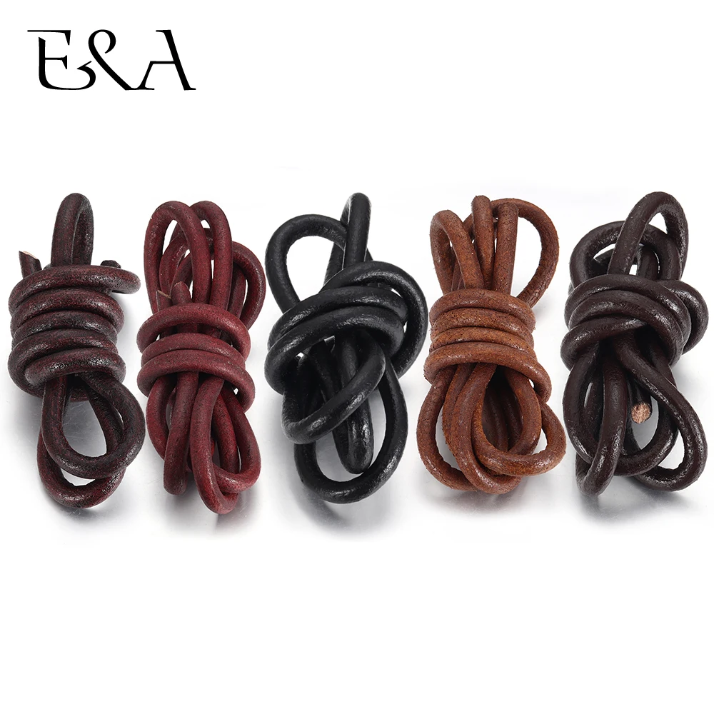 

1Meter 8mm Round Leather Rope Uninterrupted First Layer Coehide Cord for DIY Men Bracelet Jewelry Craft Making Accessories