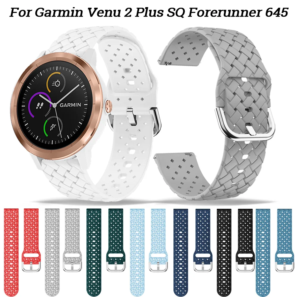 20 мм Ремешок для умных часов для Garmin Vivoactive 3 Venu SQ 2 Plus Vivomove HR Forerunner 645 245m Ремешок из силикона для часов Аксессуар