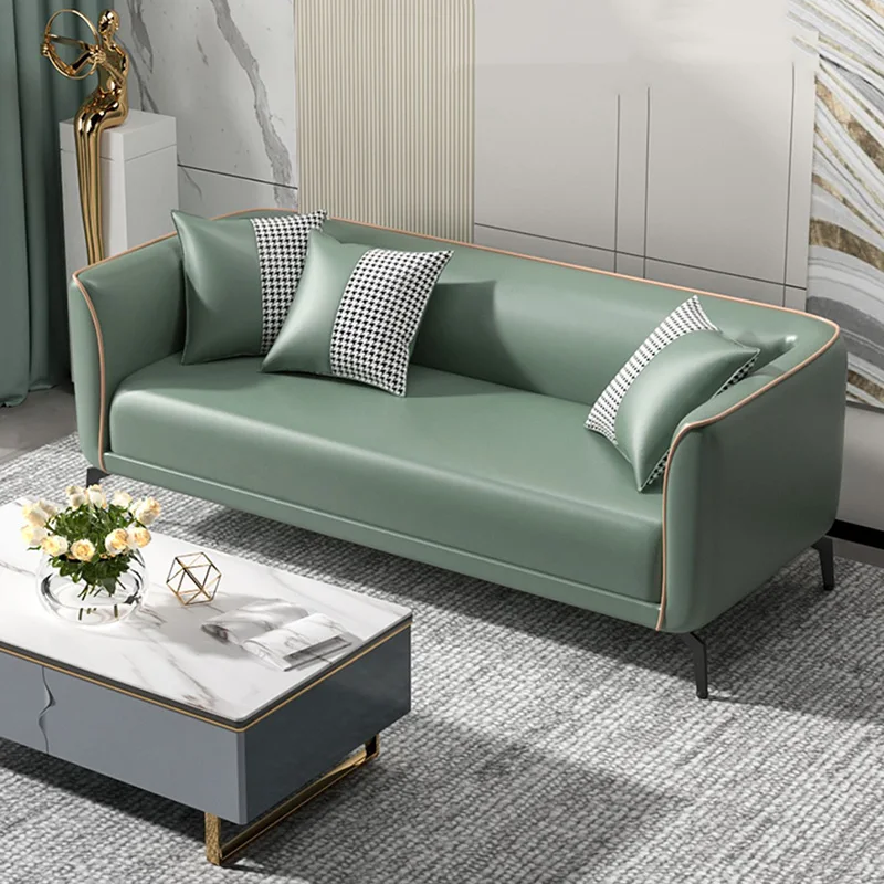 

Кожаный диван с откидывающейся спинкой в скандинавском стиле, роскошный трехместный диван для взрослых, зеленый эргономичный Большой Диван для чтения, мебель для гостиной