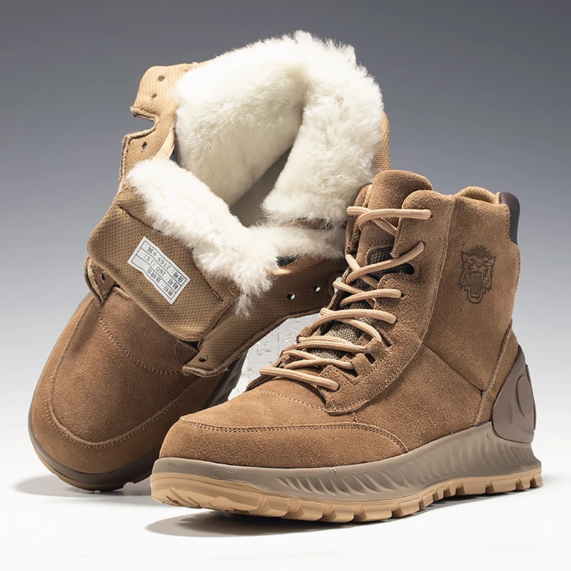 -40 Northeast Snow Boots Men's Fur Winter Thicken Thermal Woolen Shoes High-Top Leather plus Size Cotton Men boots