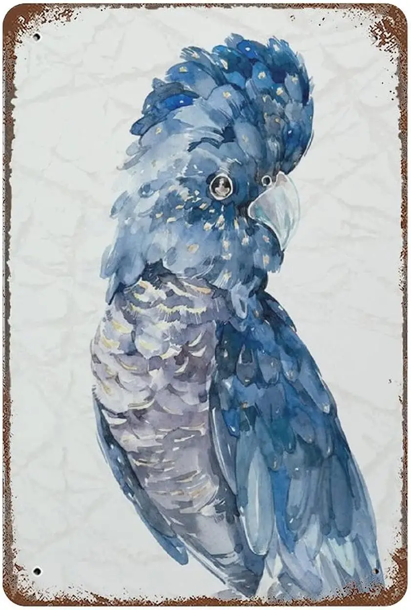 UOUDT Retro Metl Tn Sgn ustrln Blue Cocktoo Poster Vntge Plque Wll Decor Gft For Bthroom Resturnt Frm Спальня Cfe School 12