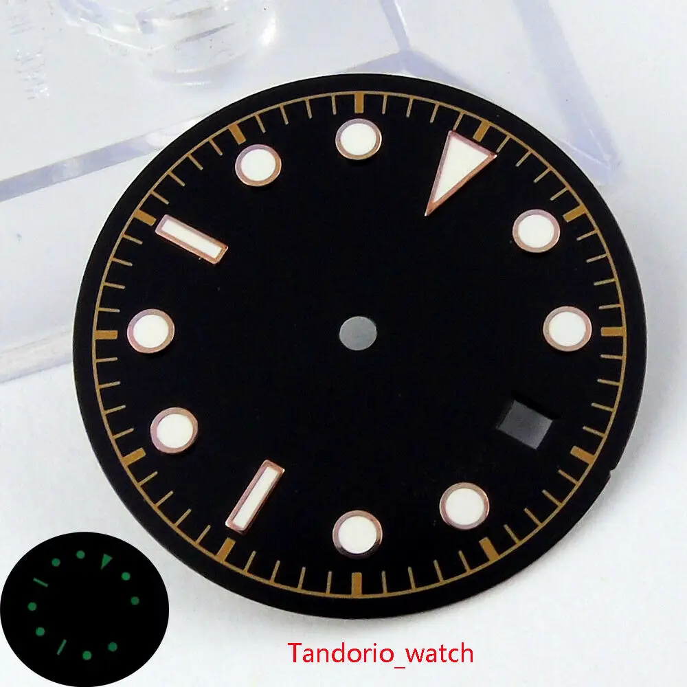 

30.4mm Black Dial Green Luminous Markers Fit for NH35A Automatic Movement Watch Parts Replacements