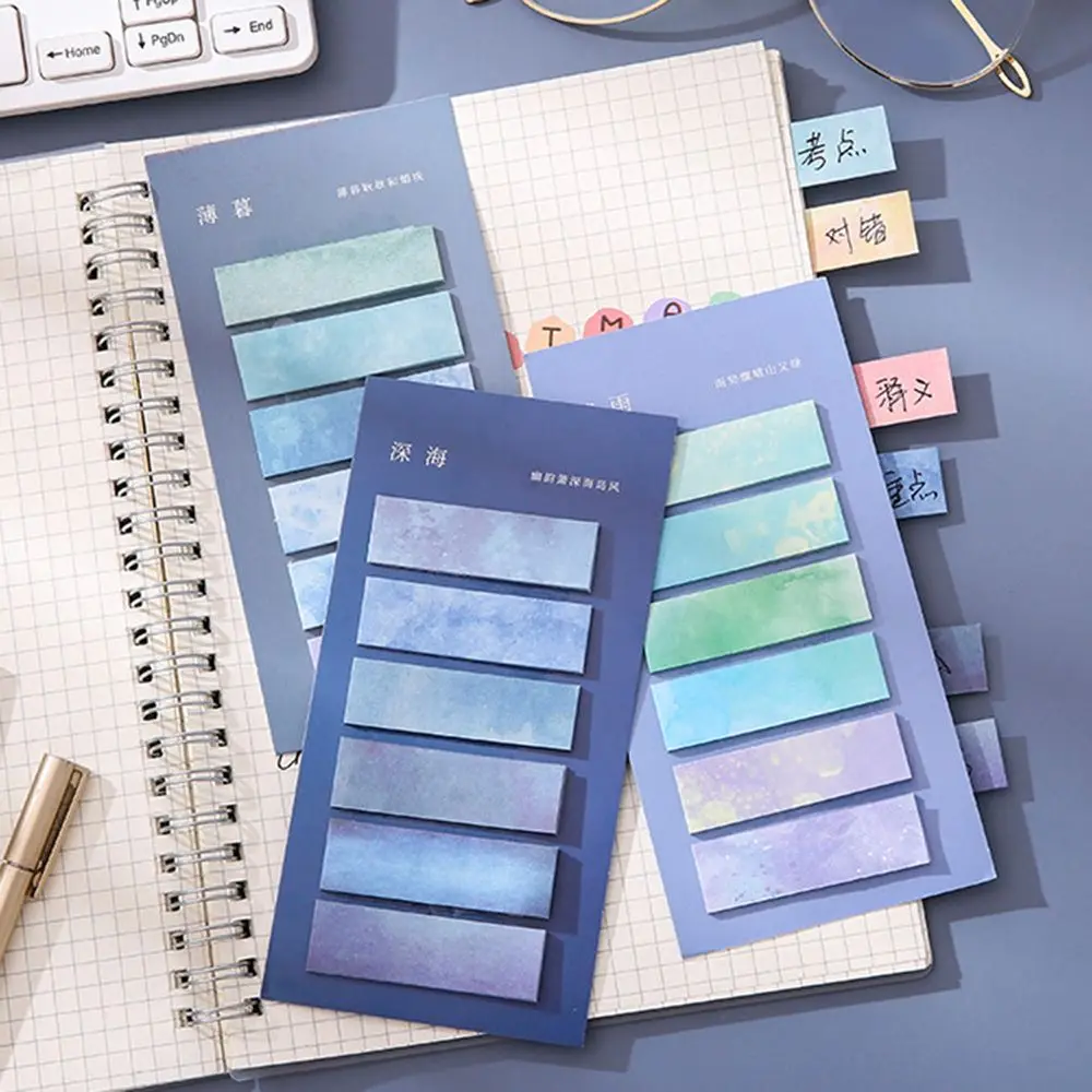 

120pcs/lot Cute Stationary Memo Pads Ins Style Rain Month Deep Sea Clouds Sunset Waves Office Stationery Supplies