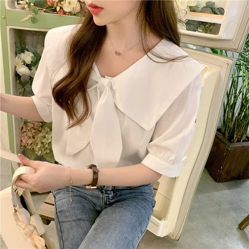 Рубашки женские с матросским воротником кавайная элегантная Стильная