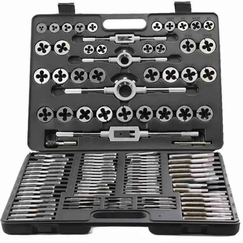 110Pcs Tap and Die Set High Speed Steel Titanium Tap and Die Combination Set For Cutting External & Internal Threads