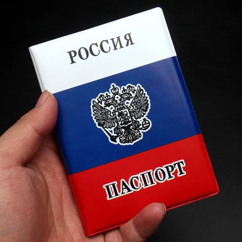 

Travel Passport Cover PU ID Credit Cards Wallet Pouch Packet Case Russia Passport Holder Black Red Letter Purse Bags Accessories