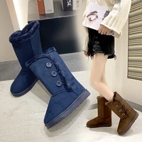 2022 winter boots women shoes woman leather fur button knee thigh high long australia snow shoes women boots big size black red