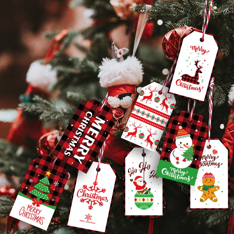 50шт с Рождеством Христовым Подарочные бирки со строками Xmas Decor Печатные бумажные