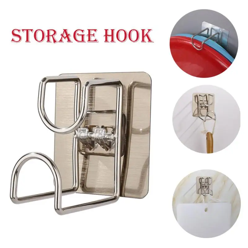 

Punch-Free washbasin hook Sticky Bathroom Kitchen Traceless Save Space Organizer Wall Mount Hook Holder Adhesive Storage Rack
