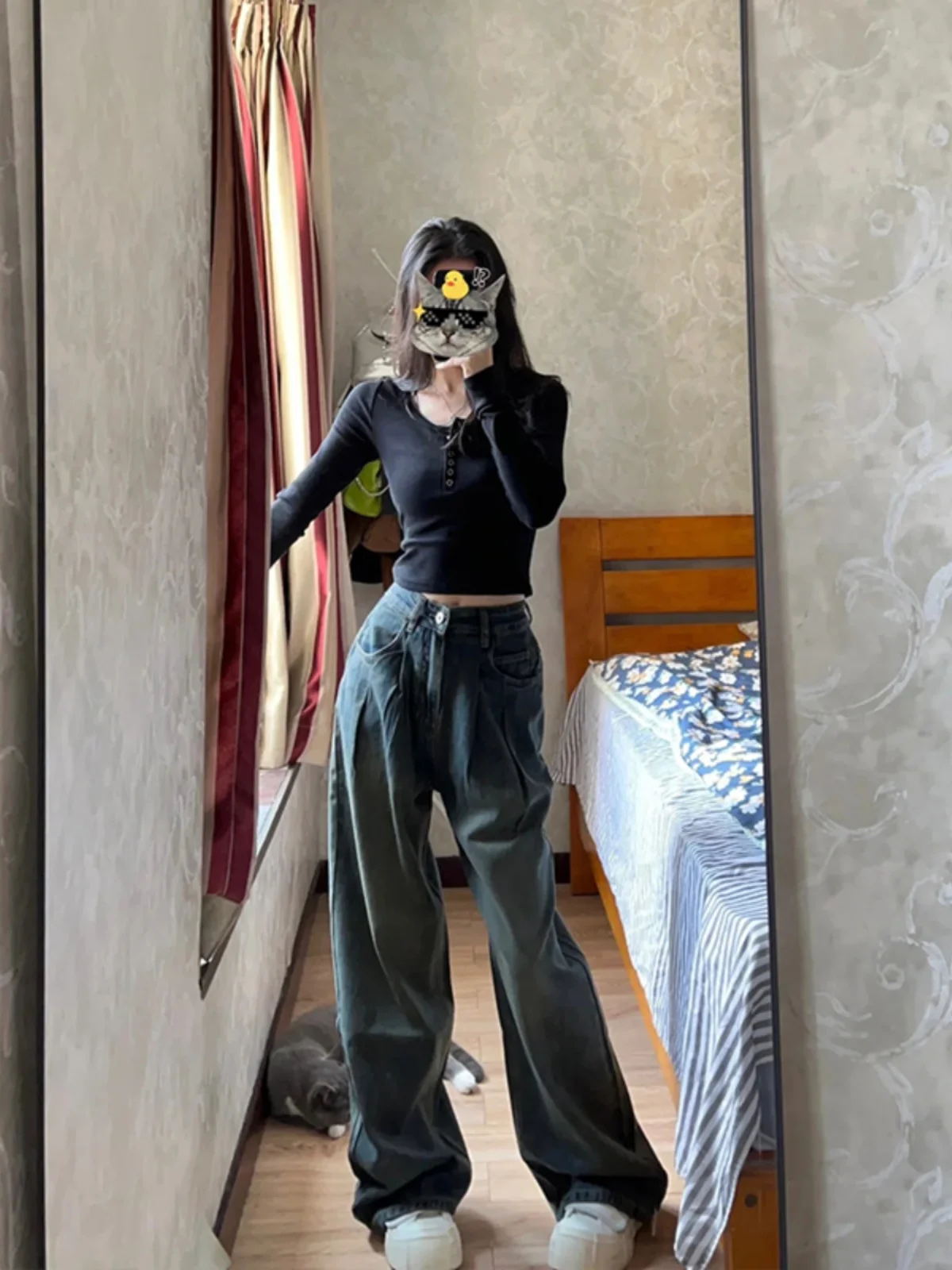 Осень-зима 2024 новая рубашка с U-образным воротником на плечах короткая длинными