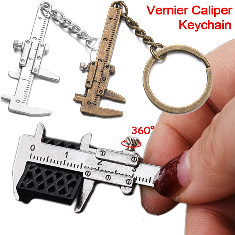 

Mini Vernier Caliper Keychain Creative Portable 0-40mm Ruler Measuring Gauging Tools Key Chains Alloy Car Bag Key Ring Chains