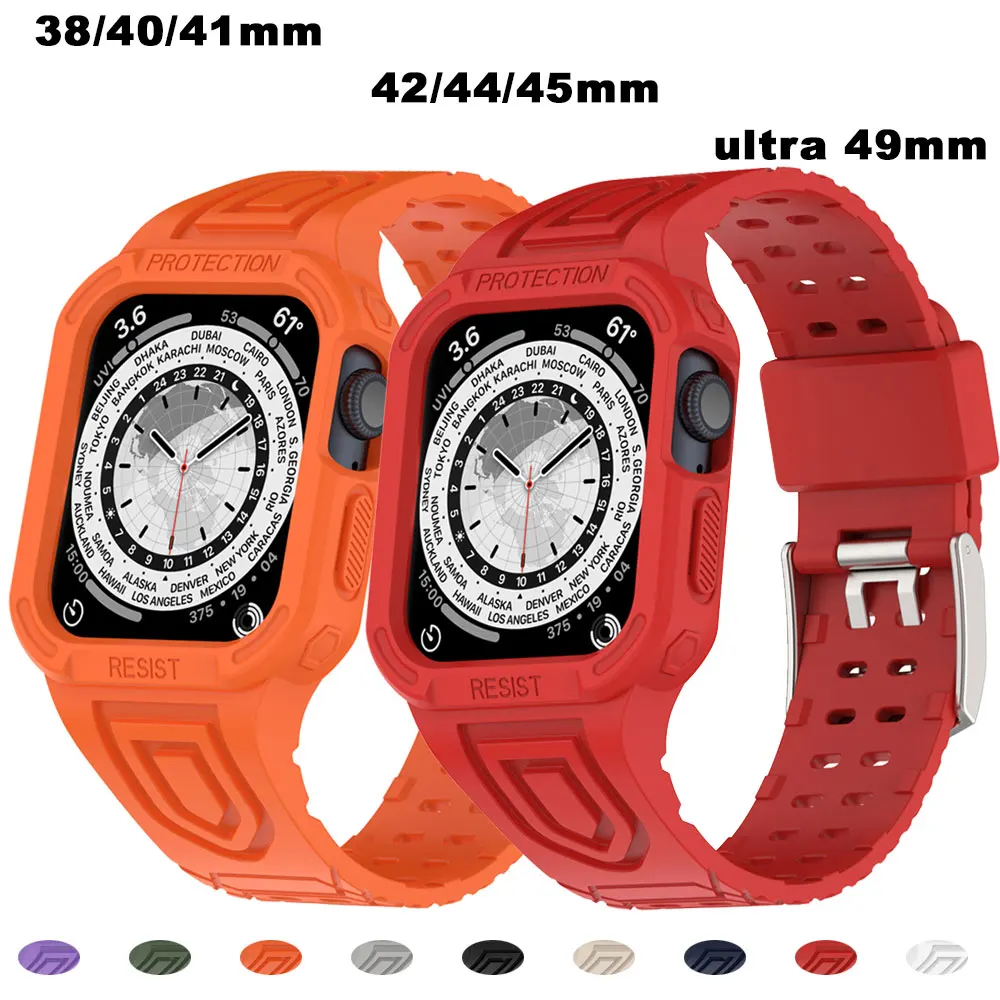 

Ремешок и аксессуары для часов Apple Watch Band 44 мм 45 мм 42 мм 40/38, ремешок для часов Iwatch Series 7 8 6 5 4 ultra 49 мм, защитный чехол с ремешком