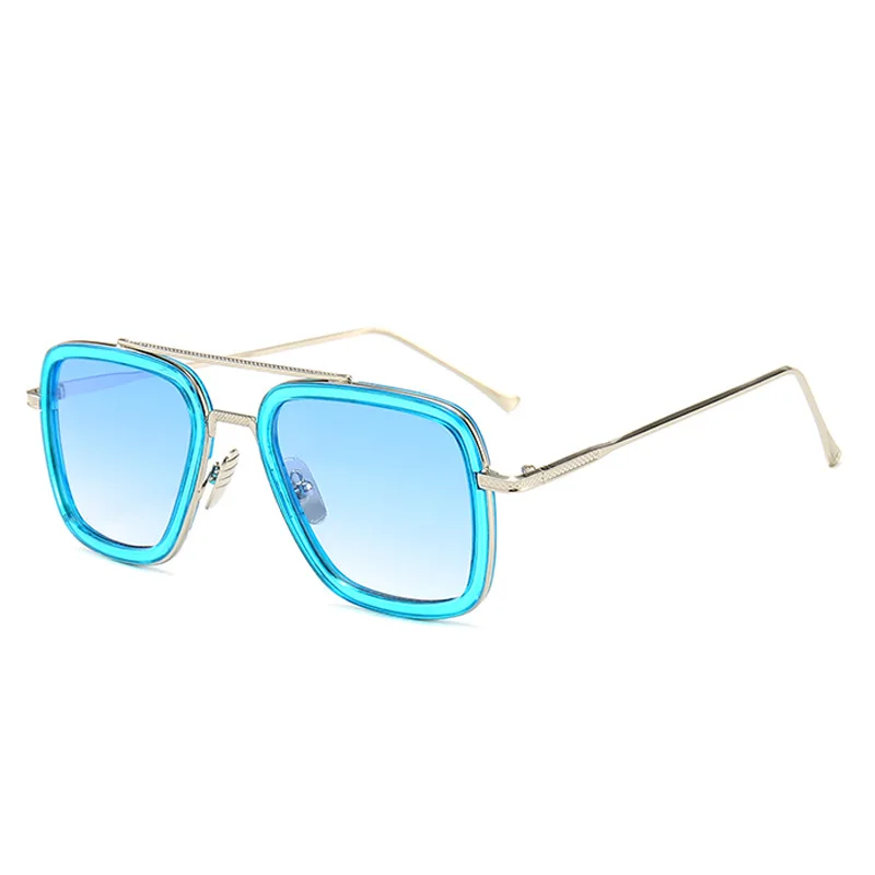 Мужские Модные металлические солнцезащитные очки модные с квадратной оправой