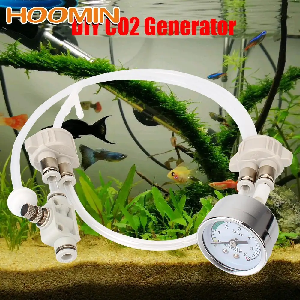 HOOMIN DIY CO2 Valve Diffuser For Fish Tank Water Grass With Pressure Air Flow Device Homemade CO2 CO2 Generator System Kit