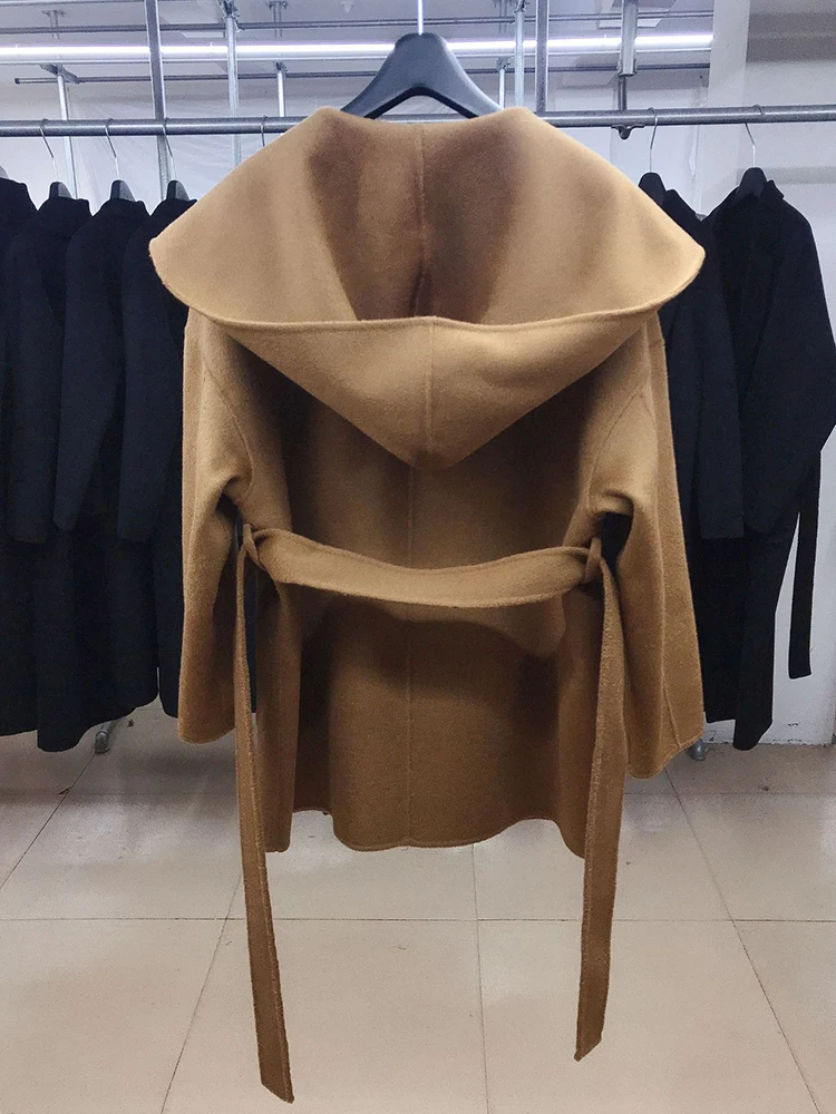 LANMREM шерстяное пальто средней длины женское двустороннее кашемировое с