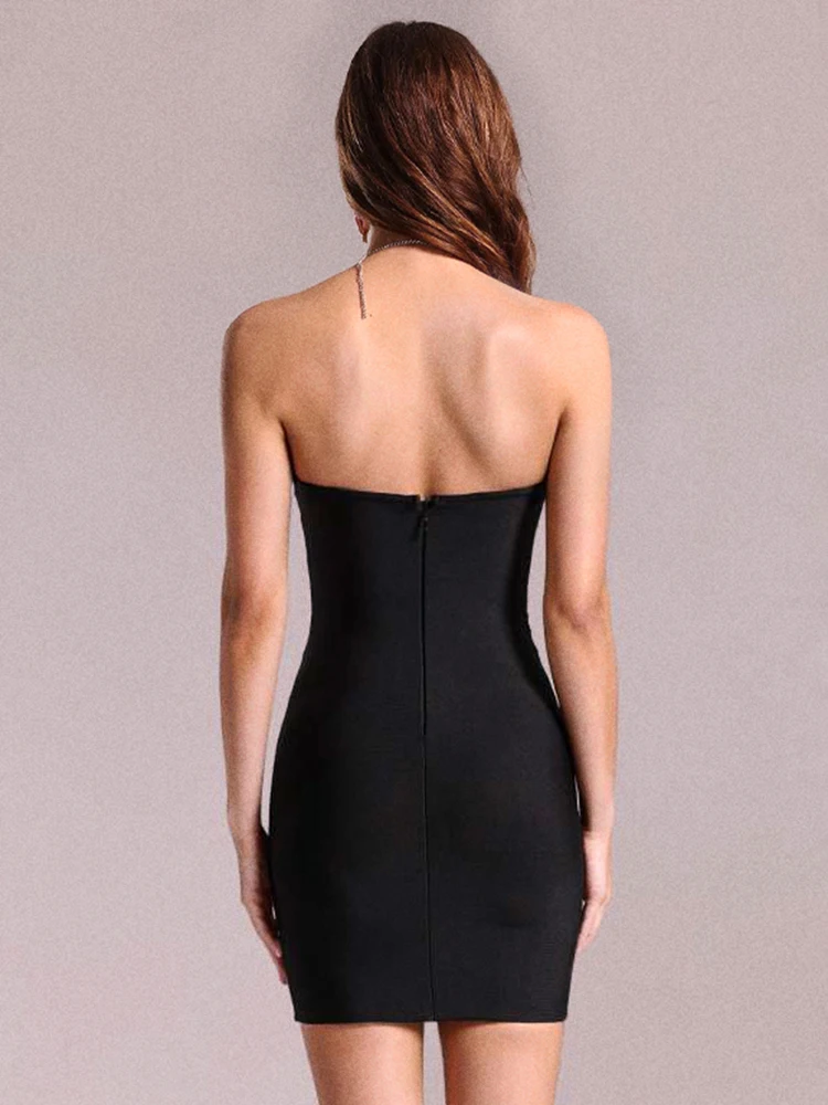 VC лоскутное облегающее платье с вырезами и жемчугом для женщин без бретелек