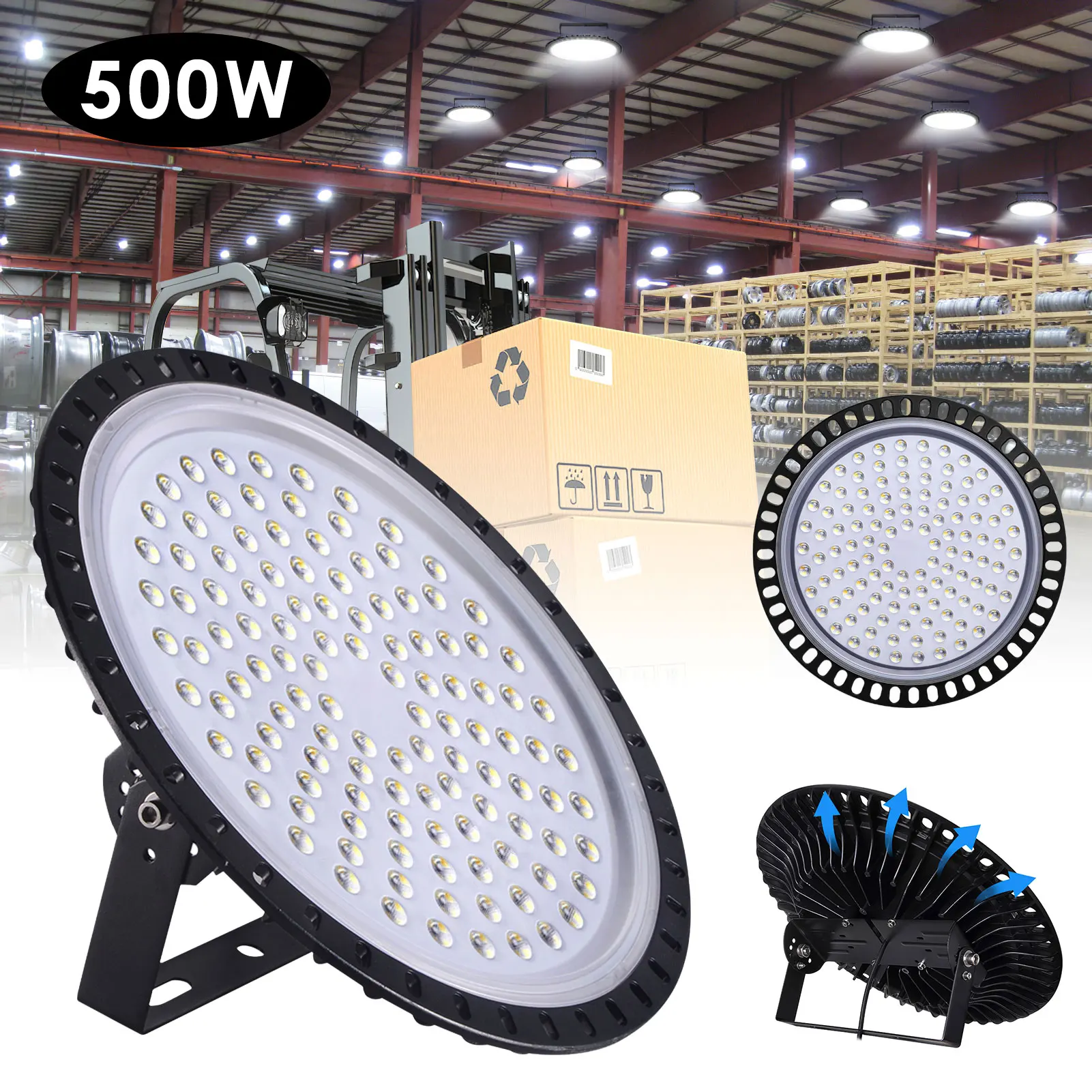 

50W 100W 200W 300W 500W UFO LED High Bay Light AC220V Waterproof Commercial Lighting Garage Lamp Workshop Ceiling Lights