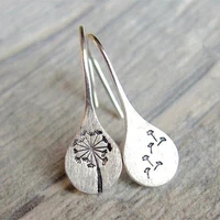 simple personality silver color carving dandelion dangle earring for women engagement wedding jewelry statement earrings