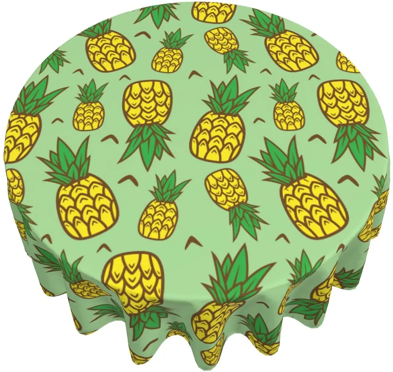 

Sweet Pineapple Round Tablecloth 60 Inch Made of Water-Repellent Fabric Spill Proof Washable Polyester Table Cloth Decorative