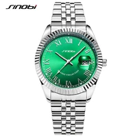 sinobi new green dial mens watches fashion geneva design mans casual quartz wristwatches original male clock relogio masculino