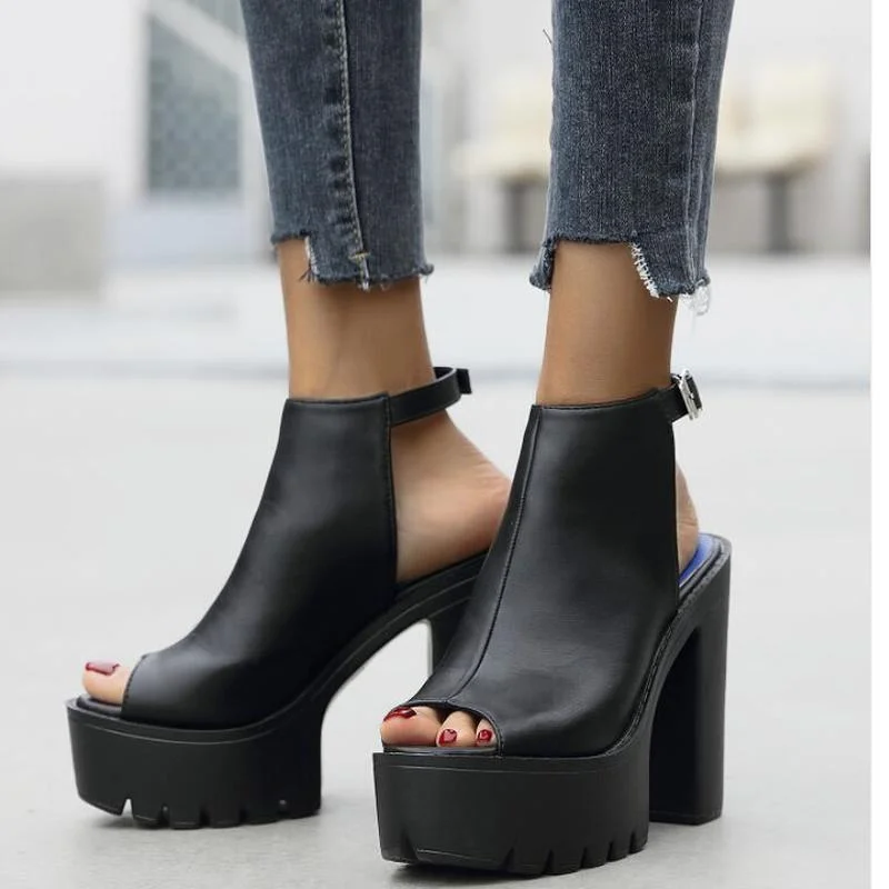 

2022 New High Heel Sexy Fashion Waterproof Platform Buckle Zipper Breathable Nightclub Party Casual Shoes Women's Sandals