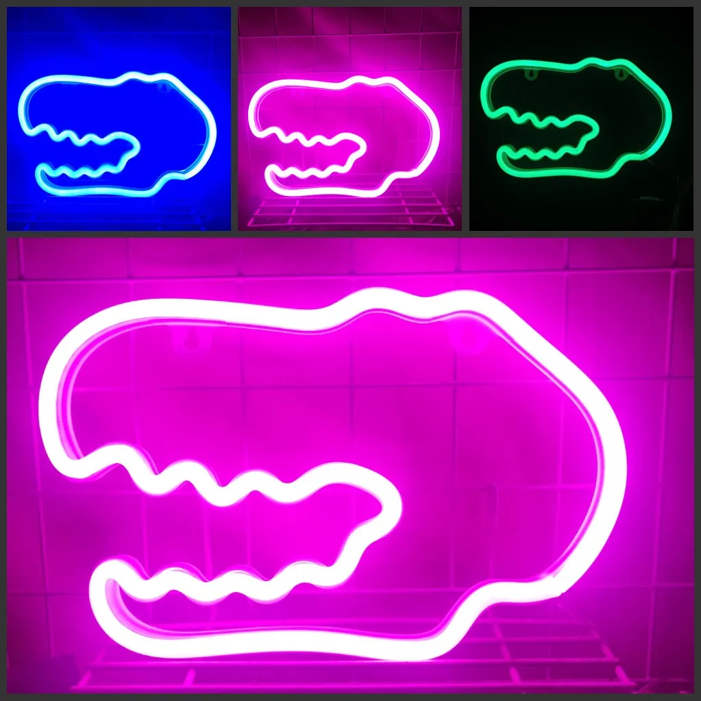 

LED Animal Shaped Lights Neon Dinosaur Head Festive Children's Bedroom Lights Decoration Birthday Party Gifts for Kids