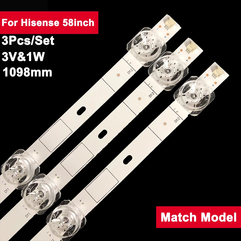 

3pcs 3V Square Len Led TV Backlight Strip For Hisense 58inch LB58005 V0 HD580X1U91-L1 58T55E 58E3F 58A52E HZ58E3D 58R6E3 58A7100