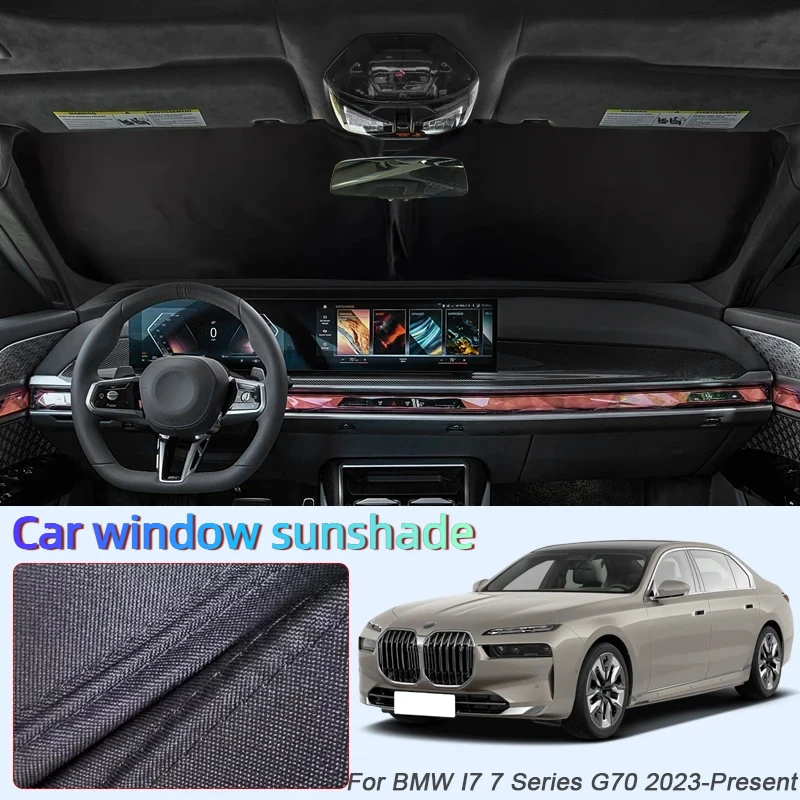 Фото Автомобиль для BMW I7 7 серии G70 2023-2026, анти-УФ-изоляция, черный солнцезащитный козырек для окон, защитный чехол, аксессуары для интерьера №1