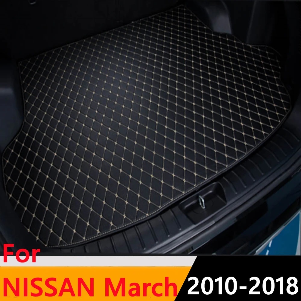 

Sinjayer Car AUTO Trunk Mat ALL Weather Tail Boot Luggage Pad Carpet Flat Side Cargo Liner Cover For NISSAN March 2010 2011-2018