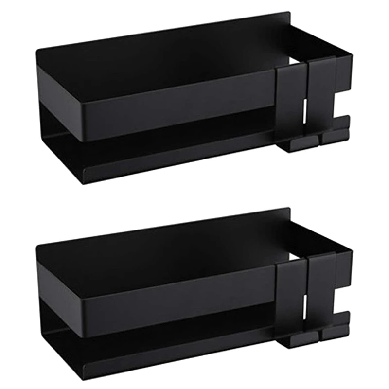 

2X Bathroom Shower Shelf Self Adhesive Shower Shelf Without Drilling Shower Basket With Hooks Black 22CM-FS-PHFU