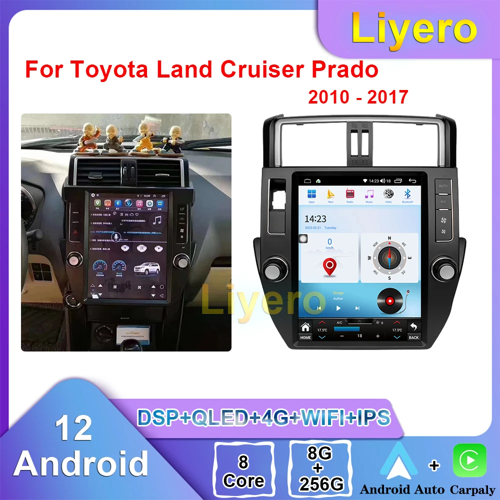 

Liyero Car Radio For Toyota Land Cruiser Prado 150 2010-2017 Car Play Android Auto GPS Navigation DVD Video Player Stereo DSP 4G