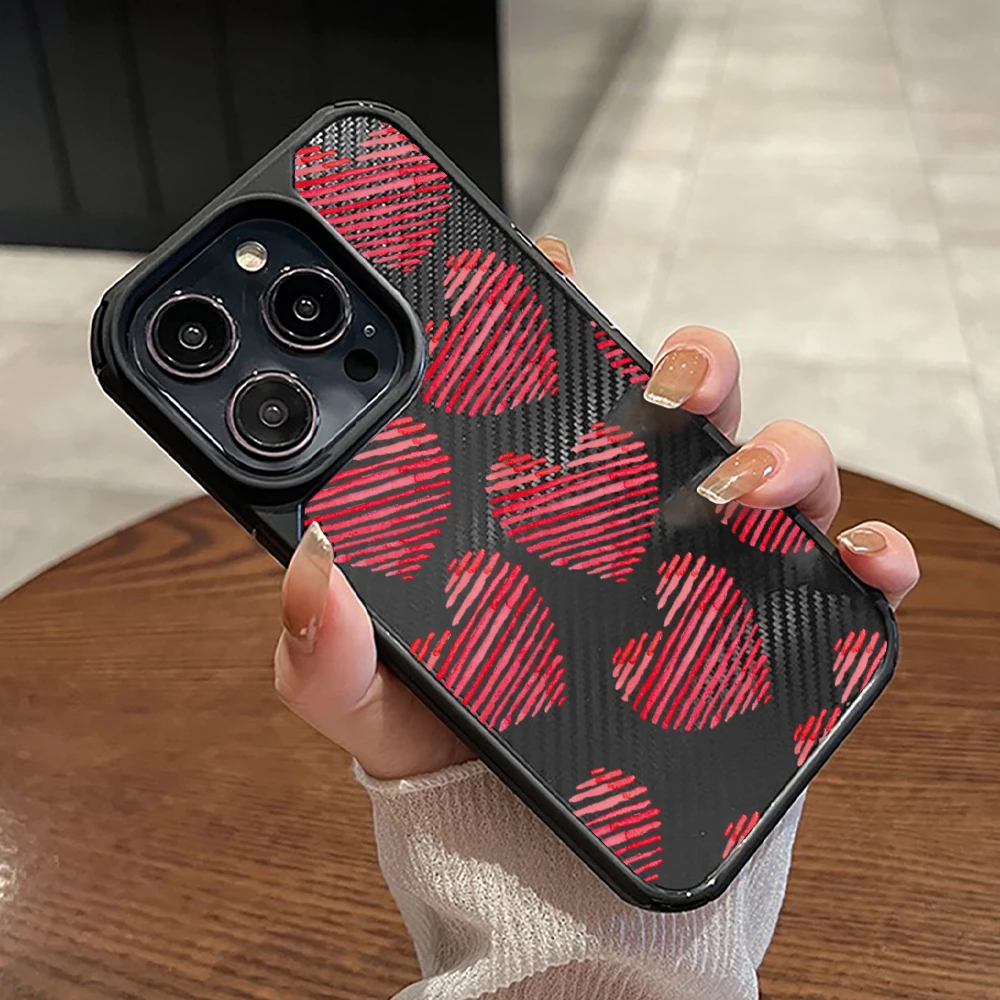 

Red Love Heart Phone Case for IPhone 14 13 11 ProMax 12 Mini Plus XR XSMax 7 8 SE2022 Luxury Transparent Acrylic Hard Back Cover