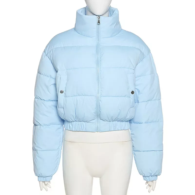 New2022 2022 Fall Winter Fashion High Collar Black Blue Coat Casual Parkas Long Sleeve Warm Women's Spring Jacket